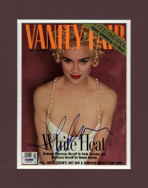 Madonna Rare Signed vanity Fair Cover in Matted Display (PSA/DNA)