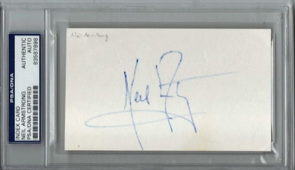 Apollo 11: Neil Armstrong Signed 3" x 5" Note card (PSA/DNA Encapsulated)