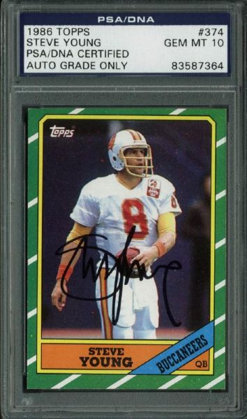 Steve Young Signed 1986 Topps Rookie Card #374 w/ Full Name Autograph! (PSA/DNA Graded GEM MINT 10!)