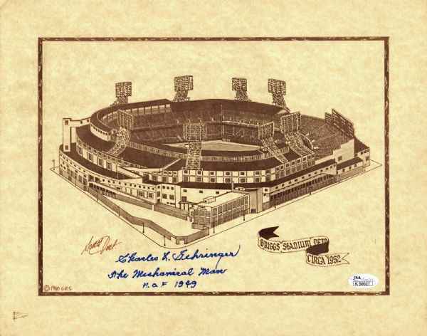 Charlie Gehringer Signed 11" x 14" Limited Edition Briggs Stadium Lithograph (JSA)