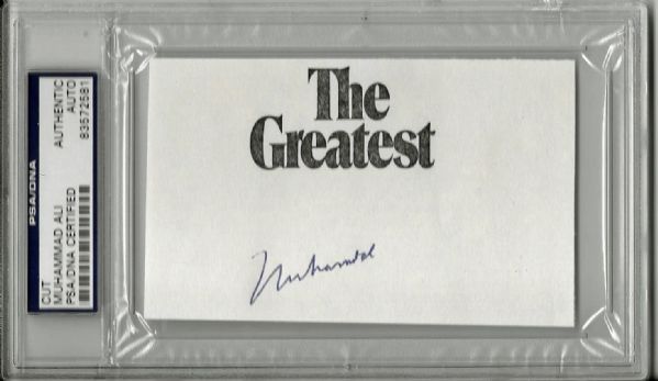 Muhammad Ali Signed 3" x 5" Album Page w/ "The Greatest" (PSA/DNA Encapsulated)