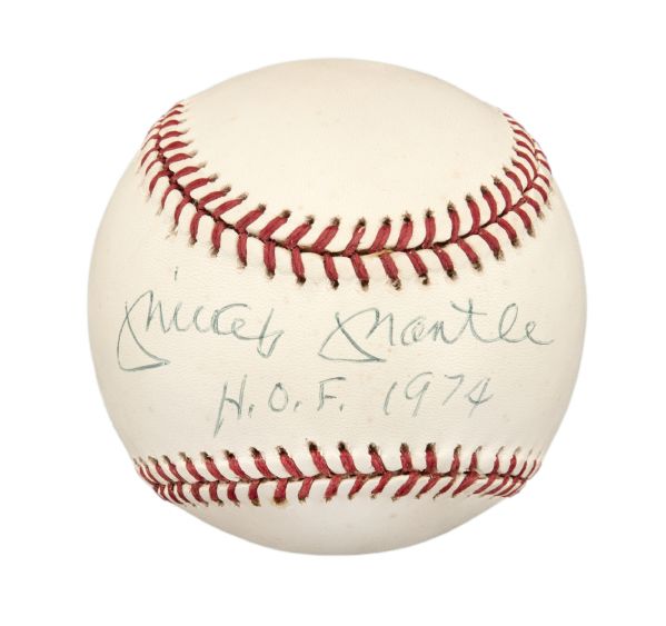 Mickey Mantle Signed Near-Mint "HOF 1974" OAL Bobby Brown Baseball (PSA/DNA)