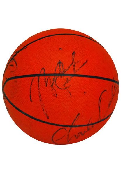 Mid 1980s Rookie Era Bulls Team Signed NBA Composite Basketball w/ Jordan, Oakley, Paxon & Others! (PSA/JSA Guaranteed)