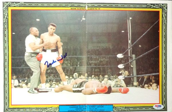 Muhammad Ali Signed 11" x 16" Poster Over Liston! (PSA/DNA)