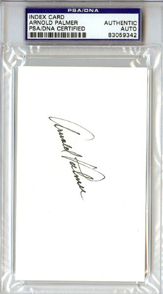 Arnold Palmer Signed Near-Mint 3" x 5" Index Card (PSA/DNA Encapsulated)