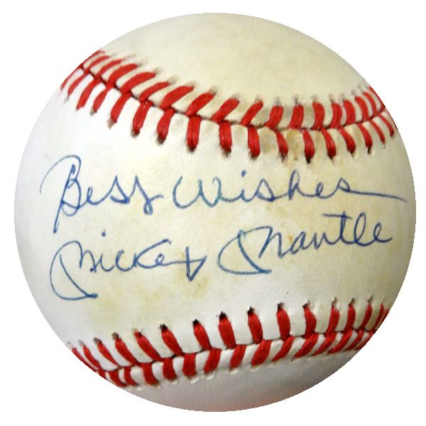 Mickey Mantle Signed OAL Bobby Brown Baseball w/ "Best Wishes" Inscription (PSA/DNA)