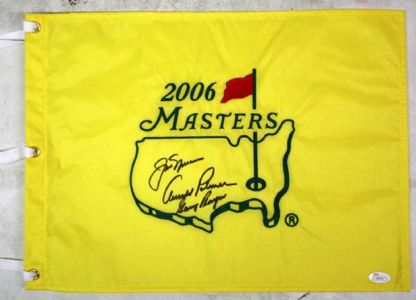 Golf Legends Signed 2006 Masters Pin Flag w/ Palmer, Nicklaus & Player (JSA)