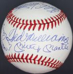 Original 11: 500 Home Run Club Multi-Signed Baseball w/ Desirable Mantle/Williams Sweet Spot! (PSA/JSA Guaranteed)