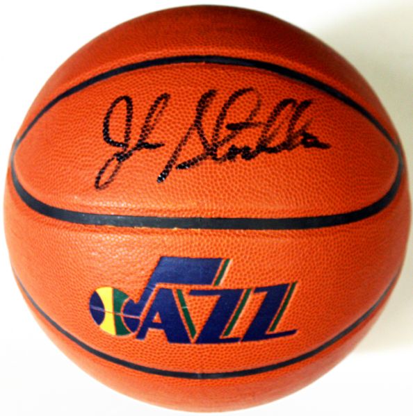 John Stockton Signed Baden Jazz Basketball (TOUGH Signer!)(PSA/DNA)