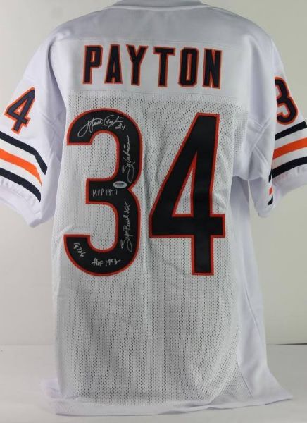 Walter Payton Signed Chicago Bears Jersey with 5 Handwritten Stats (PSA/DNA)