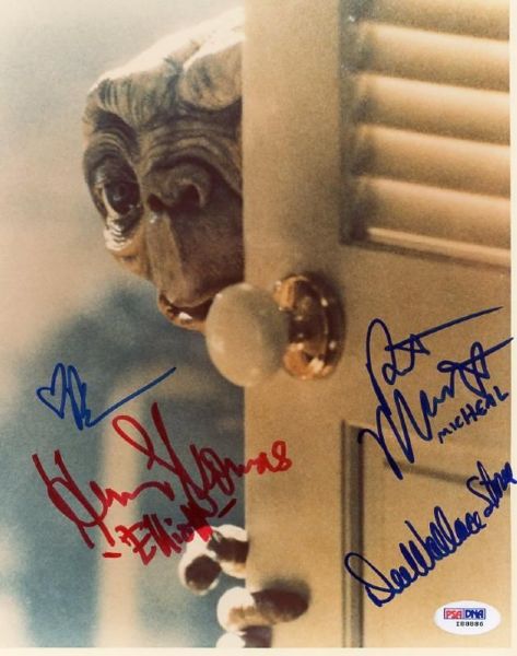 E.T. Cast (4) Barrymore, Thomas, Stone & MacNaughton Signed 8"x10" Photo (PSA/DNA)