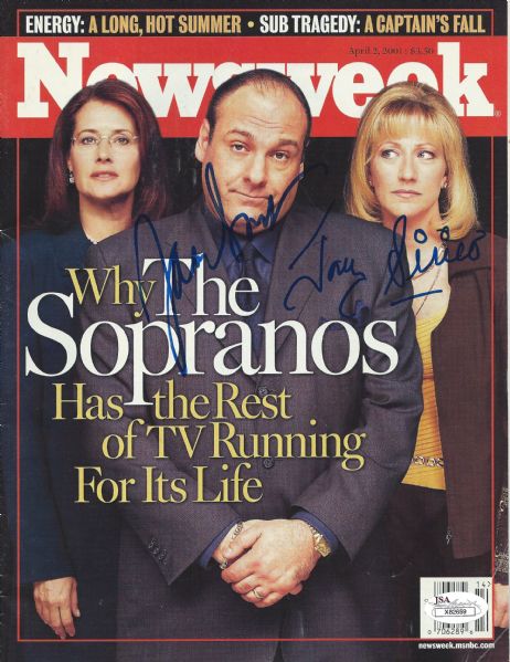 The Sopranos: James Gandolfini & Tony Sirico Signed 2001 Newsweek Magazine (JSA)