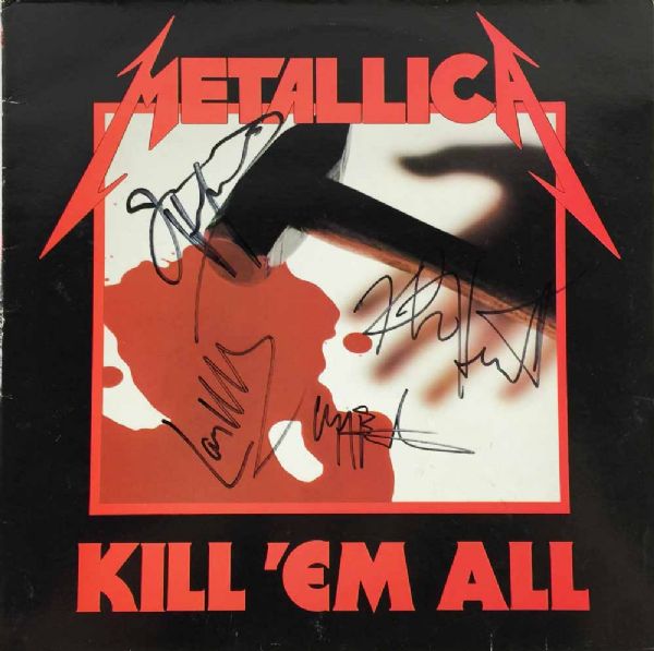 Metallica Group Signed "Killem All" Record Album Cover with Cliff Burton! (PSA/DNA)