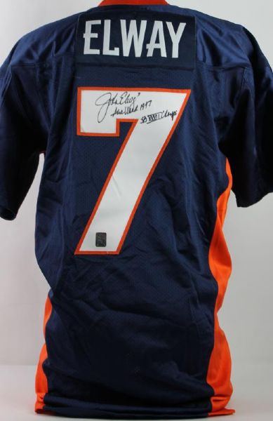 1997 John Elway Denver Broncos Game Used, Signed & Inscribed Jersey (Grey Flannel)