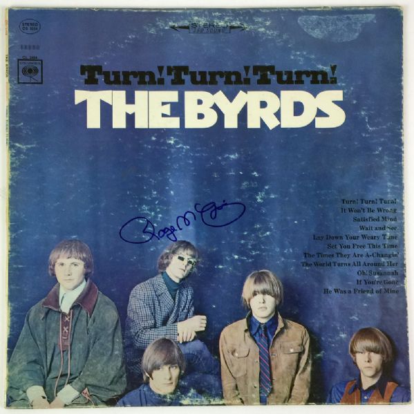The Byrds: Roger McGuinn Signed "Turn! Turn! Turn!" Record Album Cover (PSA/JSA Guaranteed)