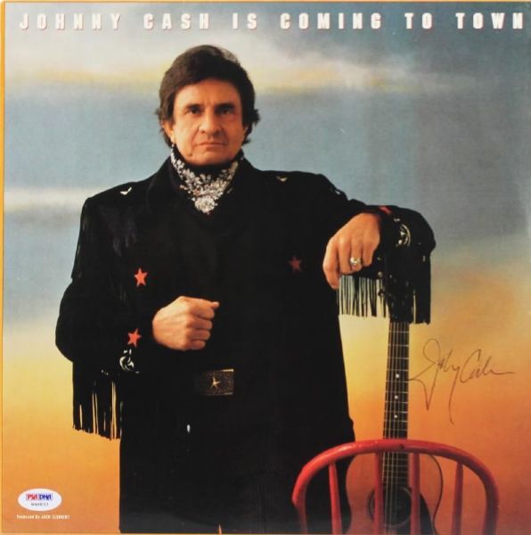 Johnny Cash Rare Signed Album Cover: "Johnny Cash is Coming to Town" (PSA/DNA)