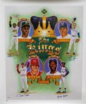 "The Kings" Ron Lewis Signed 27x31 Litho w/Aaron, Ryan, Rose & Henderson (PSA/DNA)