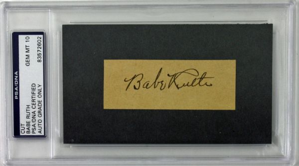 Babe Ruth Impeccable Black Fountain Pen Signature - PSA/DNA Graded GEM MINT 10!