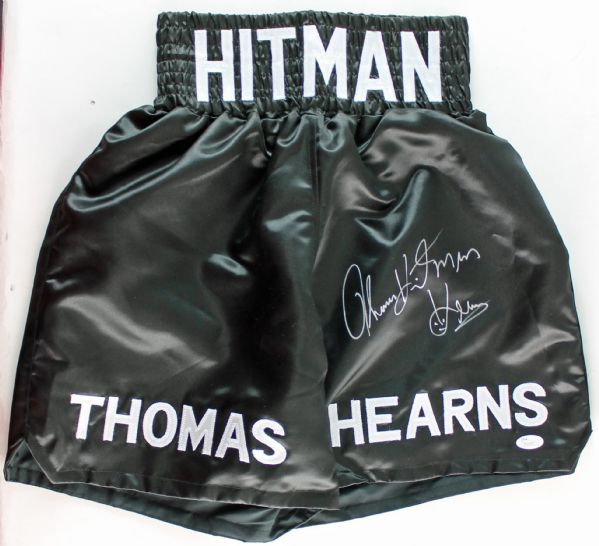 Thomas "Hitman" Hearns Signed Boxing Trunks (JSA)