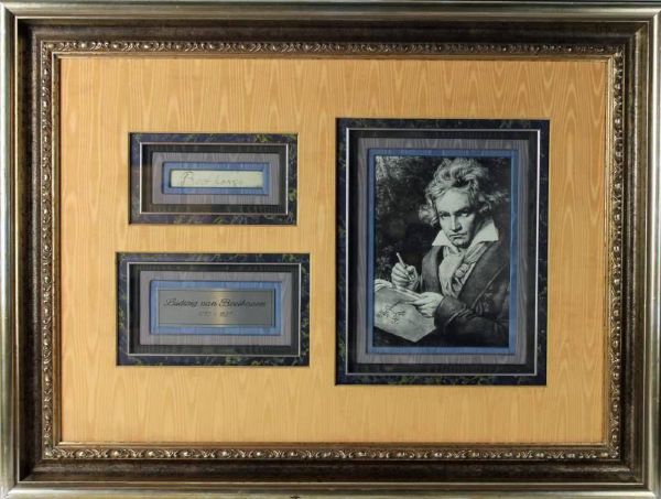 Ludwig Von Beethoven Extraordinarily Rare Autograph Segment in Custom Framed Display (PSA/DNA & JSA)