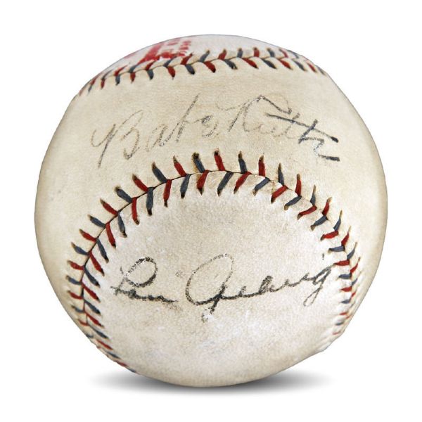 1927 Babe Ruth & Lou Gehrig Dual Signed OAL (Johnson) Baseball (PSA/DNA & JSA)
