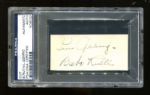 Babe Ruth & Lou Gehrig Impressive Dual Signed 1.5" x 2.5" Album Page (PSA/DNA Encapsulated)