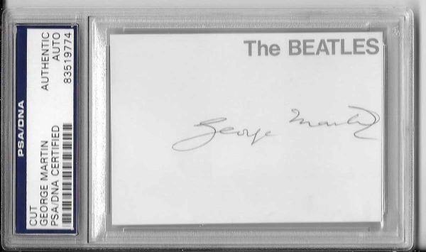 The Beatles: George Martin 2.5" x 3.5" Signed Album Page (PSA/DNA Encapsulated)