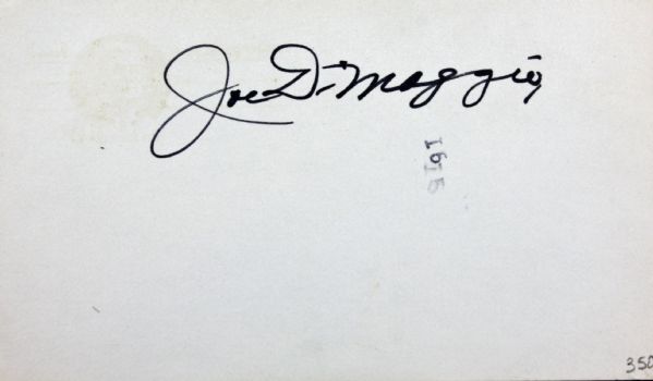 Joe DiMaggio Signed 3" x 5" Note Card (PSA/JSA Guaranteed)