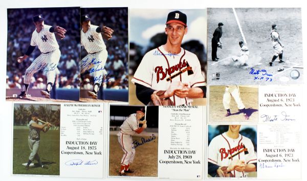Lot of Eight (8) Signed 8" x 10" Baseball Images w/ Hunter, Musial & Others (PSA/JSA Guaranteed)