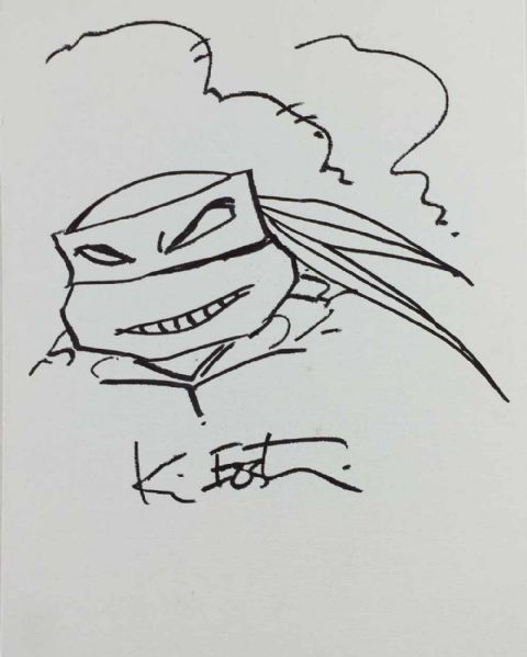 TMNT: Kevin Eastman Hand Drawn & Signed 11" x 14" Canvas Board with Ninja Turtle Sketch (PSA/DNA)