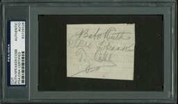 RARE Babe Ruth, Ty Cobb & Tris Speaker Signed Album Page (PSA/DNA Encapsulated)