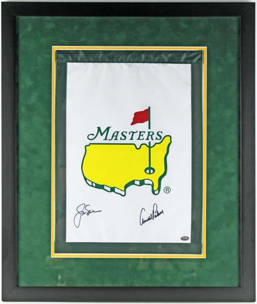 Jack Nicklaus & Arnold Palmer Signed & Framed Masters Flag (JSA)