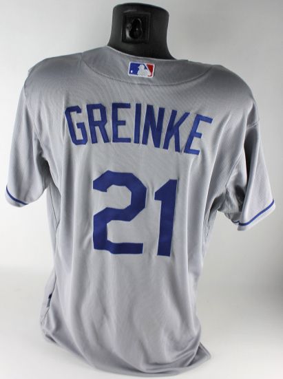 2015 Zack Greinke Game Worn LA Dodgers Road Jersey