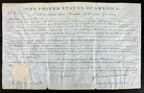 President James Monroe Signed 1822 Land Grant (PSA/DNA)