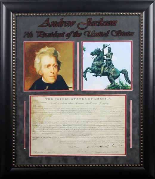 Andrew Jackson Signed 1831 Land Grant Document in Custom Framed Display (PSA/DNA)