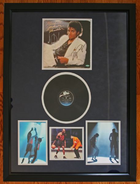 Michael Jordan & Michael Jackson Rare Dual Signed "Thriller" Album in Custom Framed Display (UDA & Epperson/REAL)