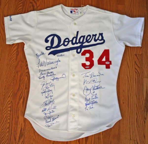 1981 LA Dodgers (WS Champs) RARE Team Signed Pro Model Jersey (22 Sigs)(UDA & PSA/DNA)
