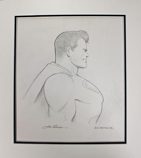 RARE Joe Shuster Signed 14" x 16" Original Hand-Drawn Superman Sketch (PSA/DNA)