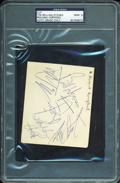 The Rolling Stones Exceptional Group Signed 3" x 5" Album Page w/ Brian Jones PSA/DNA Graded MINT 9