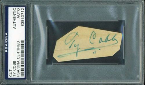 Ty Cobb Boldly Signed 1" x 2.5" Album Page (PSA/DNA)