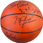 Jordans First Olympic Gold Medal: 1984 Team USA Signed Basketball w/ Jordan & Knight! (PSA/DNA & JSA)