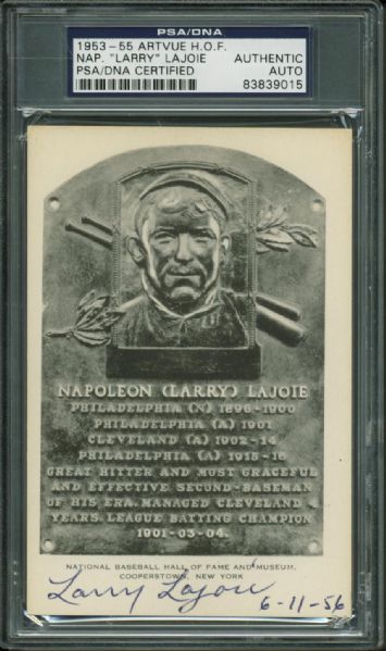 Napoleon Larry Lajoie Signed HOF Plaque Card (PSA/DNA Encapsulated)