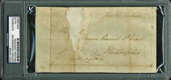 Historically Significant George Washington Signed & Handwritten Free Frank to Second in Command General St. Clair! (PSA/DNA)
