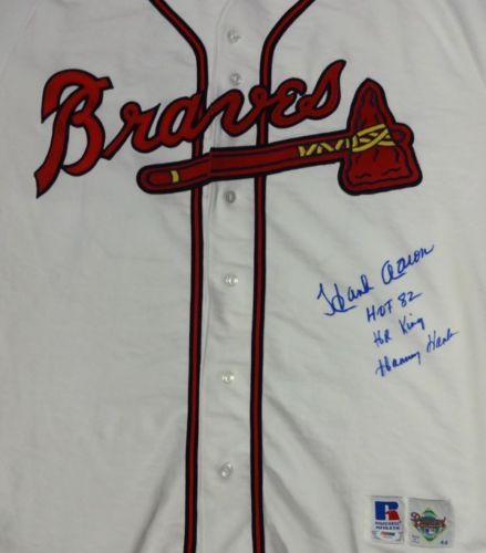 Hank Aaron Signed & Inscribed Braves Jersey (PSA/DNA)