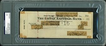 Babe Ruth Signed Personal Bank Check from 1946 - PSA/DNA Graded NM 7