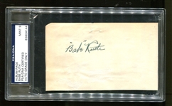 Babe Ruth Signed 2.5" x 4" Quoted Index Card Graded PSA/DNA MINT 9!