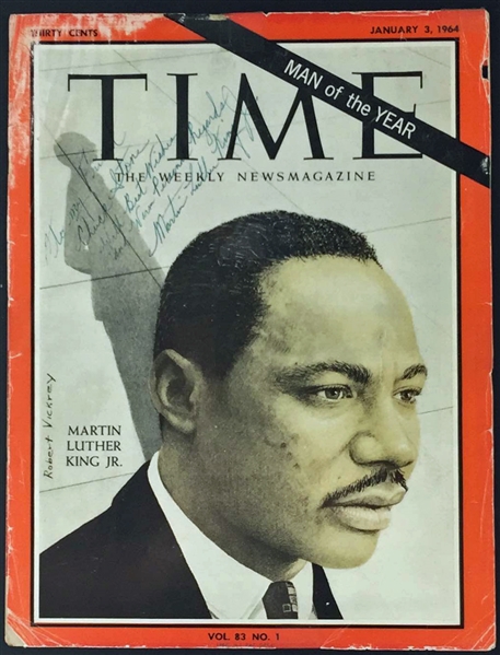 Martin Luther King Jr. Ultra Rare Signed & Inscribed Time Magazine (PSA/DNA)