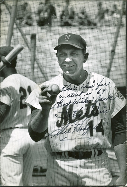 Gil Hodges Signed 9" x 13" Photo with Prophetic "Hows this for a start in 69 - Lets Win" Inscription! (JSA)