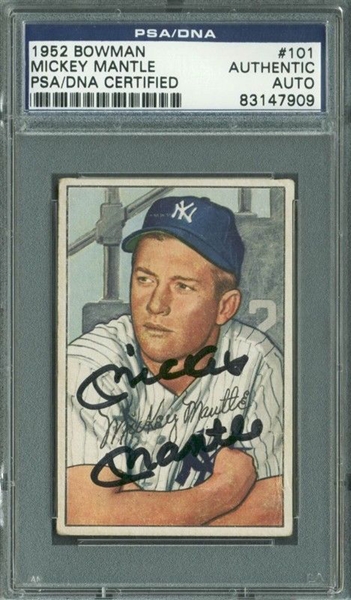 Mickey Mantle Signed 1952 Bowman #101 Card (PSA/DNA Encapsulated