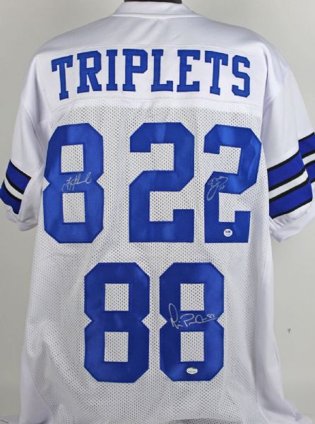 Cowboys: Emmitt Smith, Troy Aikman & Michael Irvin Signed "Triplets" Jersey (PSA/DNA)